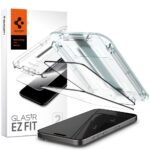 Juodas apsauginis ekrano stikliukas Apple Iphone 15 Pro Spigen Glass Tr Ez Fit 2-Pack