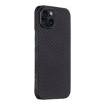 Juodas dėklas Tactical MagForce Aramid telefonui Apple Iphone 15, matoma tekstūra ir juodos spalvos paviršius