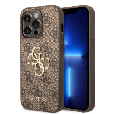 rudas originalus deklas guess pu 4g metal logo telefonui apple iphone 15 pro