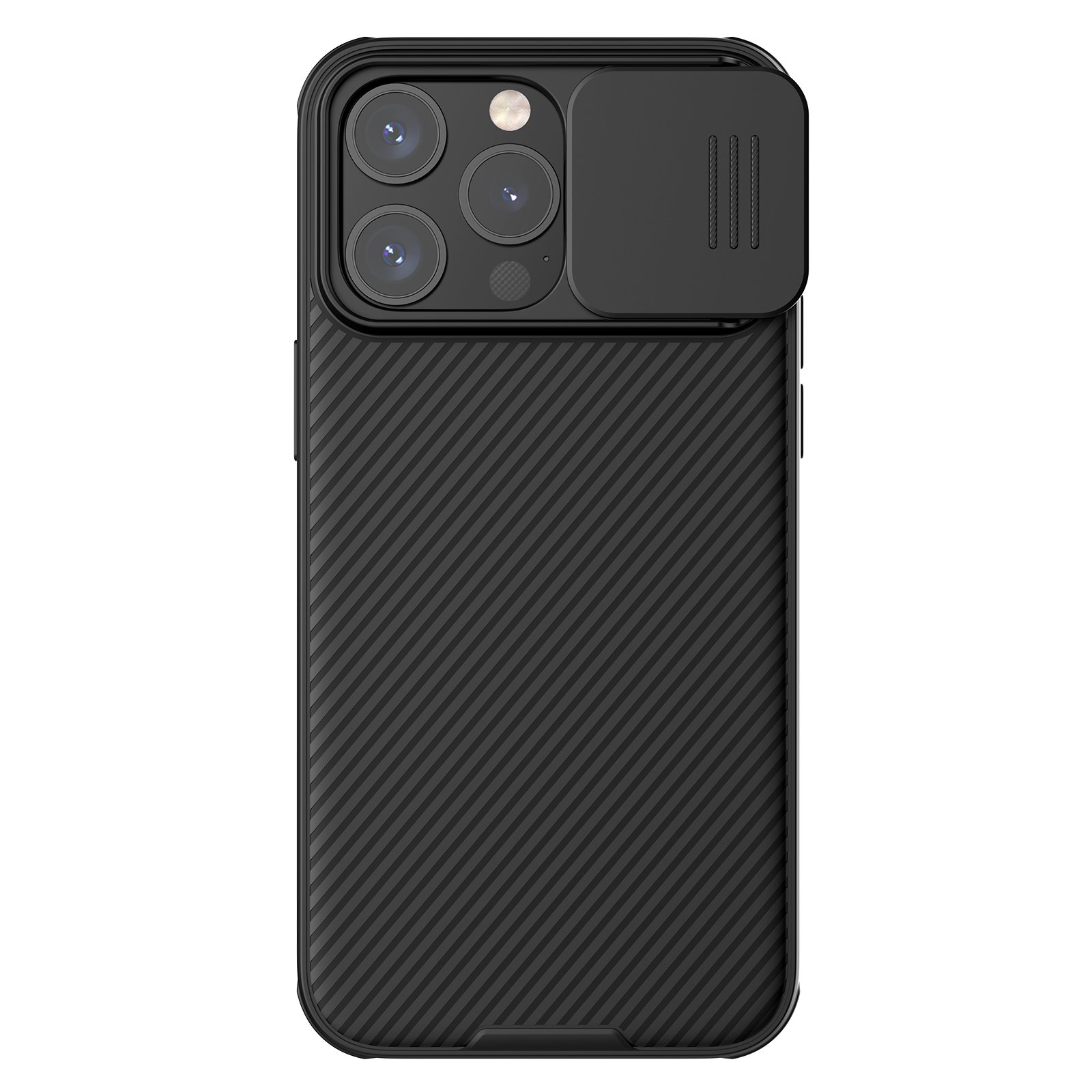 Juodas dėklas Nillkin CamShield PRO Magnetic telefonui Apple iPhone 15 Pro Juodas dėklas Nillkin CamShield PRO Magnetic telefonui Apple iPhone 15 Pro su kameros uždengimo skydeliu