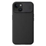 Juodas dėklas Nillkin CamShield PRO Magnetic telefonui Apple iPhone 15 su apsauga fotoaparato lęšiui