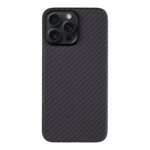Juodas dėklas Tactical MagForce Aramid telefonui Apple iPhone 15 Pro Max su anglies pluošto tekstūra