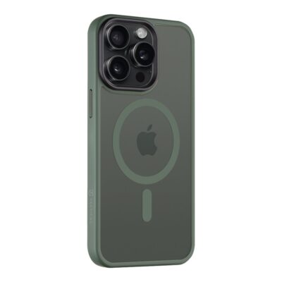 Tamsiai žalias dėklas Apple Iphone 15 Pro Max Tactical MagForce Hyperstealth matomas iš galo su kameros skyriumi