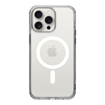 Skaidrus dėklas Apple Iphone 15 Pro Max Tactical MagForce Cover su kamerų apsauga ir magnetiniu žiedu