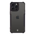 Skaidrus-juodas dėklas Tactical Quantum Stealth telefonui Apple iPhone 15 Pro Max su matiniu paviršiumi ir apvalkalu kameroje