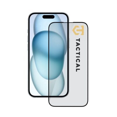 Juodas apsauginis ekrano stikliukas Apple iPhone 15 Tactical Glass Shield 5D