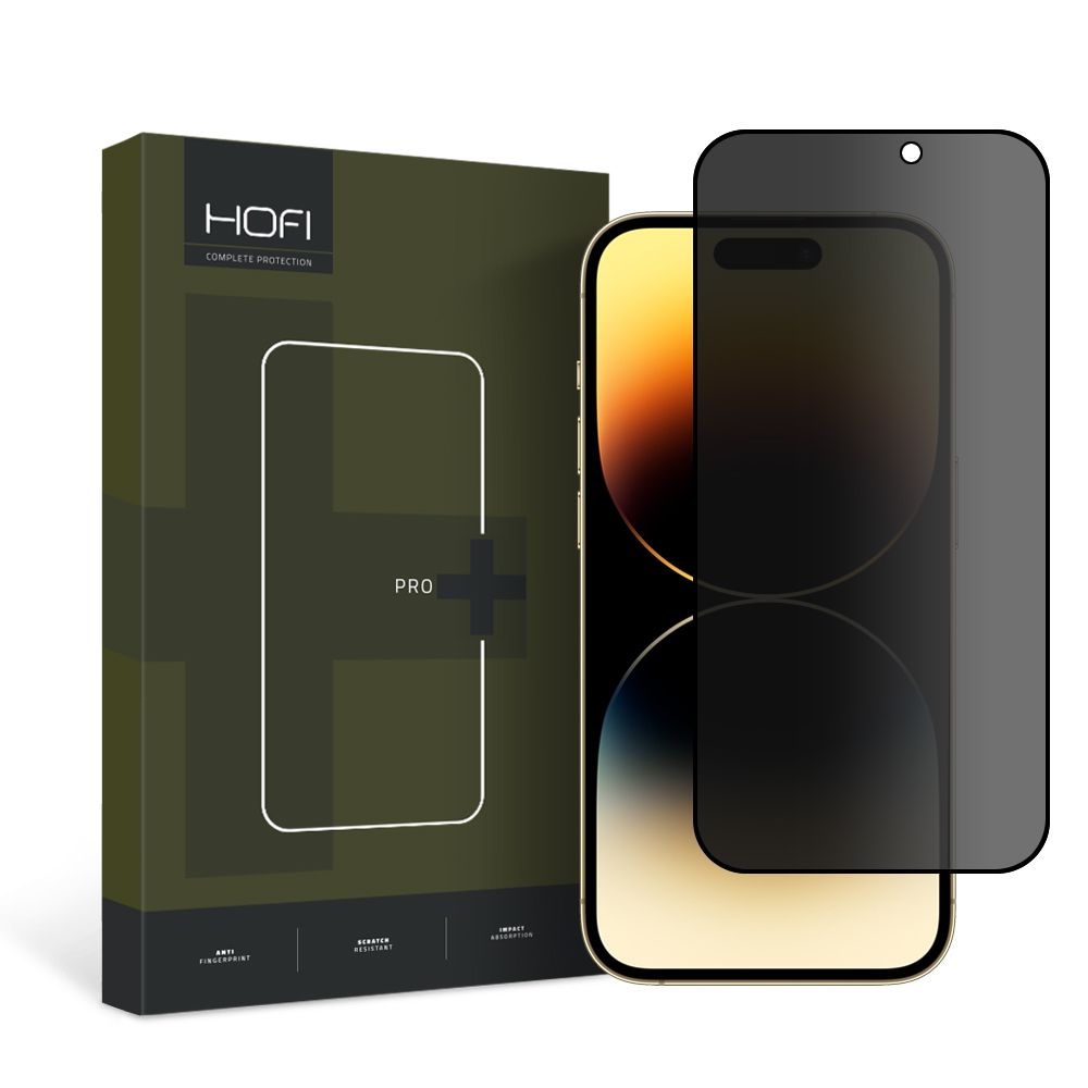 Juodas privatumo apsauginis ekrano stikliukas Apple Iphone 15 Pro Max Hofi Anti Spy Glass Pro+ Juodas privatumo apsauginis ekrano stikliukas Apple Iphone 15 Pro Max su apsaugine pakuote