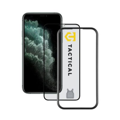 Apsauginis ekrano stikliukas Apple iPhone 11 Pro XS X Tactical Glass Impact Armour su juodu rėmeliu