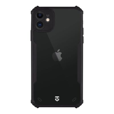 Skaidrus-juodas dėklas Tactical Quantum Stealth telefonui Apple Iphone 11 su juodomis apsaugomis kampuose