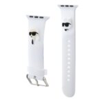 Balta laikrodzio apyranke Apple Watch 38 40 41 Karl Lagerfeld Karl and Choupette Head NFT watch strap su juodu detaliu atvaizdu