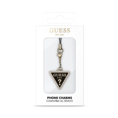 Metalinis pakabukas Guess Charm Strass Triangle Metal Logo juodos spalvos trikampis