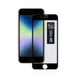 Juodas apsauginis ekrano stikliukas Apple iPhone 7 8 SE 2020 SE 2022 su OBAL ME logotipu