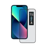 Juodas apsauginis ekrano stikliukas Apple iPhone 12 mini su OBAL ME logotipu