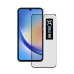 Juodas apsauginis ekrano stikliukas Samsung Galaxy A34 5G OBALME 5D Glass Screen Protector ant telefono ekrano