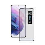 Juodas apsauginis ekrano stikliukas Samsung Galaxy S21 su logotipu