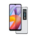 Juodas apsauginis ekrano stikliukas Xiaomi Redmi A2 2023 su aiškiu stiklu ir juodomis kraštinėmis