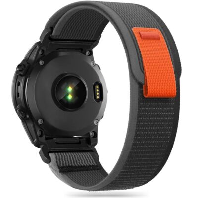 Juoda-oranžinė apyrankė Garmin Fenix su nailonine tekstūra ir užsegimu