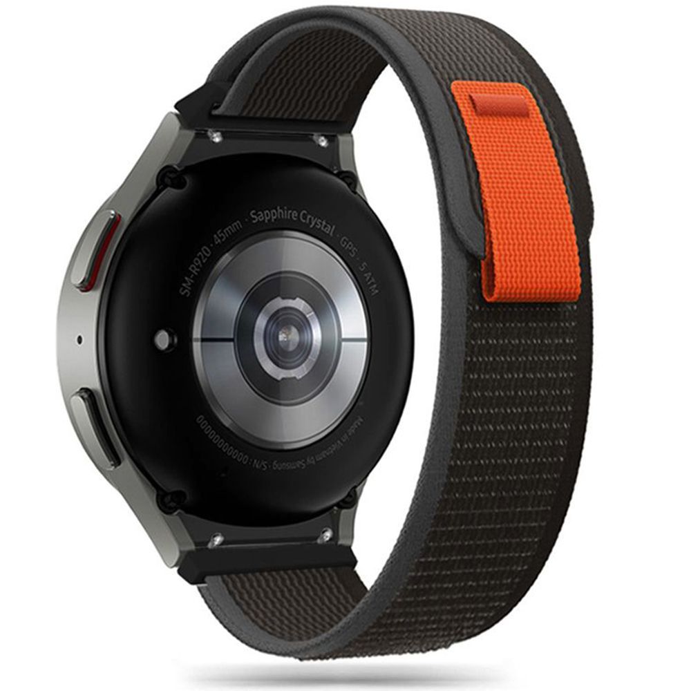 Juoda-oranžinė apyrankė Samsung Galaxy Watch 4 5 5 Pro 6 Tech-Protect Nylon Juoda-oranžinė apyrankė Samsung Galaxy Watch 4 5 5 Pro 6 Tech-Protect Nylon medžiagos