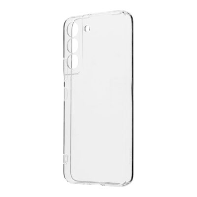 Skaidrus dėklas Samsung Galaxy S22 OBALME TPU, matomas iš galinės pusės su trimis apvaliais kamerų išpjovomis