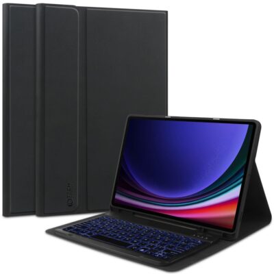 Juodas dėklas su apšviečiamu klaviatūros mygtukais Samsung Galaxy Tab S9 FE 10.9 X510 X516B
