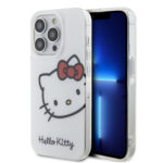 Baltas deklas Hello Kitty IML Head Logo telefonui Apple iPhone 13 Pro su raudona kaspino detale