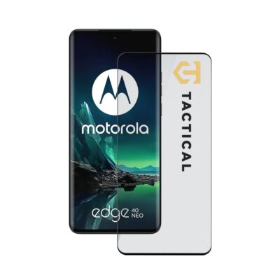Juodas apsauginis ekrano stikliukas Motorola Edge 40 Neo Tactical Glass Shield 5D ant telefono ekrano