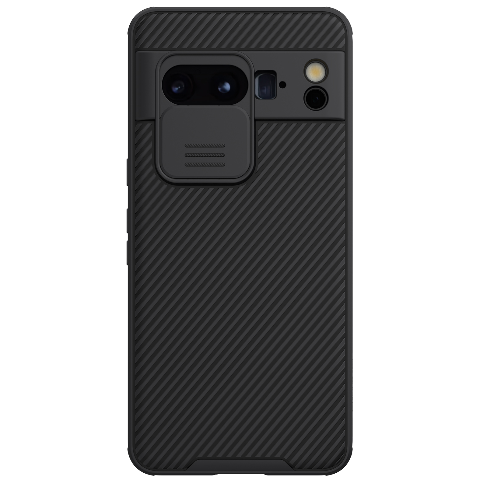 Juodas dėklas Google Pixel 8 Pro Nillkin Camshield Juodas dėklas Google Pixel 8 Pro su kameros apsauga ir tekstūruotu paviršiumi