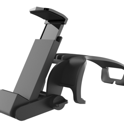 Juodas laikiklis iPega P5005 Controller Retractable Phone Holder ir PS5 Controller telefono laikiklis, matomas iš arti