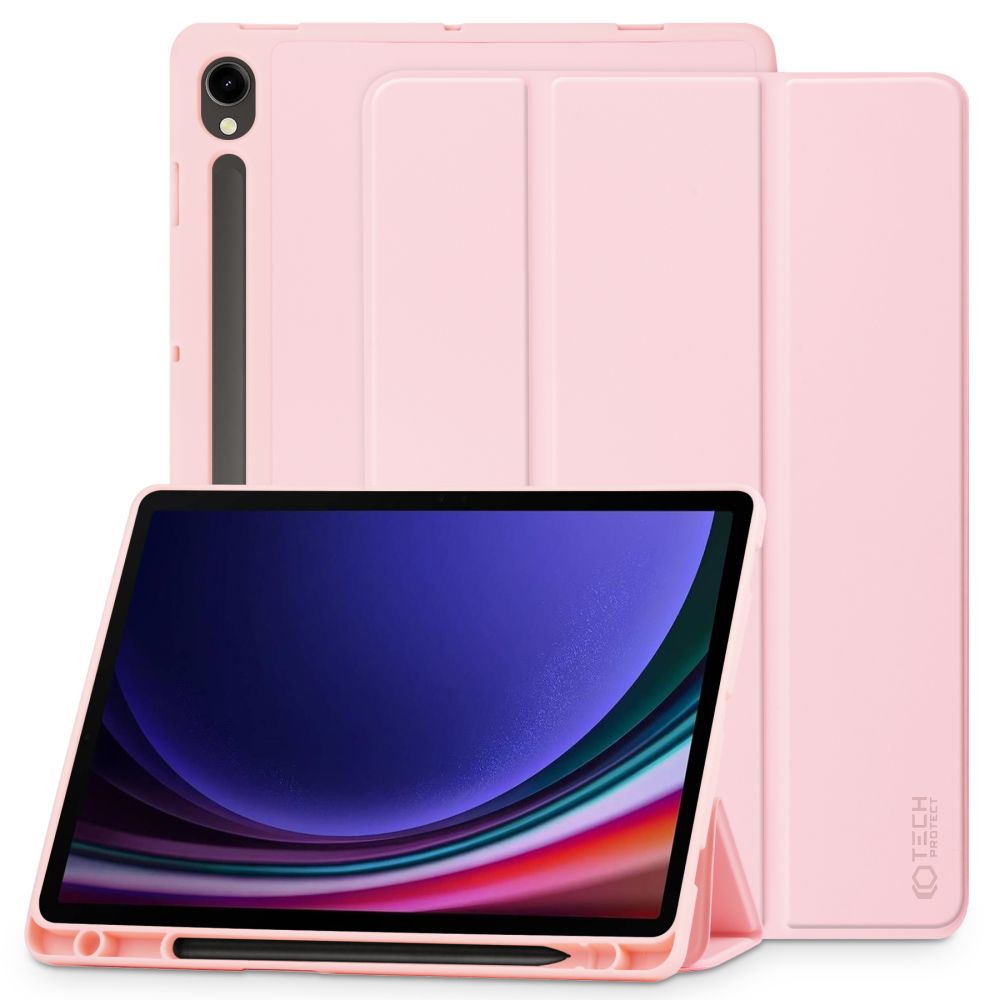 Rožinis dėklas Samsung Galaxy Tab S9 FE 10.9 X510 X516B Tech-Protect SC Pen Rožinis dėklas Samsung Galaxy Tab S9 FE 10.9 X510 X516B Tech-Protect SC Pen su dangteliu ir rašiklio laikikliu