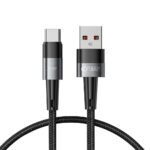Pilkas USB kabelis Type-C TECH-PROTECT ULTRABOOST 66W su pynėta juoda gija ir metaliniais jungtimis