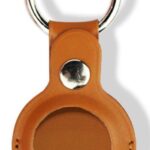 Rudas odinis dėklas Tactical Airtag Beam Leather su metaliniu žiedu raktams