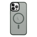 Žalias dėklas Apple Iphone 13 Pro Max su tamsiai žalia rėmeliu ir permatomu nugarėle
