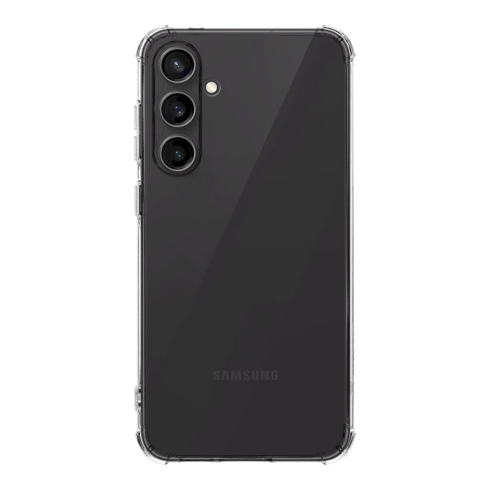 Skaidrus dėklas Tactical TPU Plyo telefonui Samsung Galaxy S23 FE 5G Skaidrus dėklas Tactical TPU Plyo telefonui Samsung Galaxy S23 FE 5G su matomu juodu telefonu ir trimis kameromis