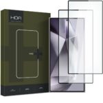 Juodas apsauginis ekrano stikliukas Samsung Galaxy S24 Ultra Hofi Glass Pro plus 2-Pack priekinis vaizdas su paketu