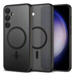 Juodas matinis dėklas Samsung Galaxy S24 Tech-Protect Magmat Magsafe su magnetiniu žiedu