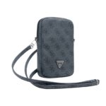 Juodas telefono krepšys Guess PU 4G Triangle Logo Wallet Phone Bag Zipper su ilgu dirželiu