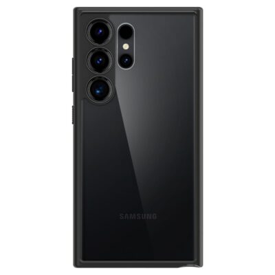 Juodas matinis dėklas Samsung Galaxy S24 Ultra Spigen Ultra Hybrid su trimis kameromis ir matinės tekstūros paviršiumi