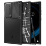 Juodas dėklas Samsung Galaxy S24 Ultra Spigen Optik Armor su ištraukiamu rašikliu ir kamera