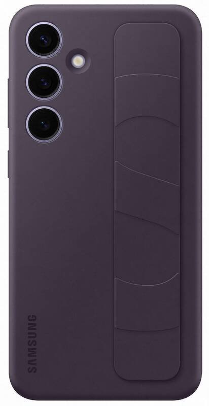 Tamsiai violetinis originalus dėklas EF-GS926CEE Samsung Galaxy S24 Plus Tamsiai violetinis originalus dėklas EF-GS926CEE Standing Grip Cover telefonui Samsung Galaxy S24 Plus su trimis kameromis ir rankenos laikikliu
