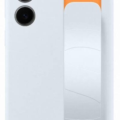 Šviesiai mėlynas originalus dėklas EF-GS926CLE Standing Grip Cover telefonui Samsung Galaxy S24 Plus su oranžiniu rankena dirželiu