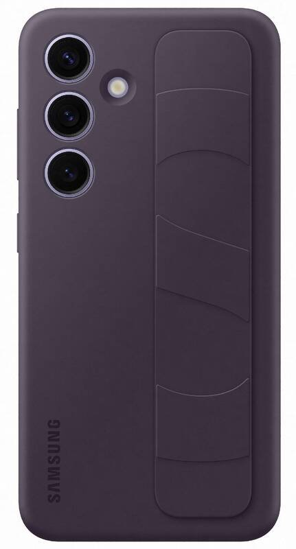 Tamsiai violetinis dėklas Samsung Galaxy S24 Tamsiai violetinis originalus dėklas EF-GS921CEE Standing Grip Cover telefonui Samsung Galaxy S24 su trimis kameromis