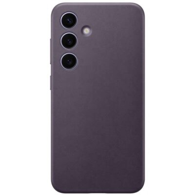 Tamsiai violetinis originalus dėklas GP-FPS921HCA Leather Cover telefonui Samsung Galaxy S24 su trimis kameromis ir apvaliais kampais