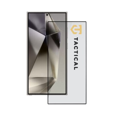 Juodas apsauginis stiklas telefonui Samsung Galaxy S24 Ultra Tactical Glass Shield 5D ekrano apsaugai