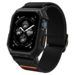 Juoda apyrankė Apple Watch 4 5 6 7 8 9 SE 44 45mm su oranžine siūle