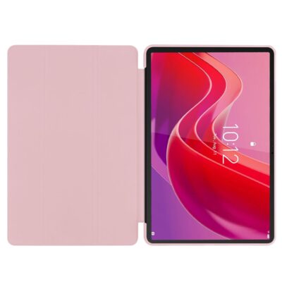 Rožinis dėklas Lenovo Tab M11 11.0 TB-330 Tech-Protect Smartcase atidarytas su matomu planšetės ekranu
