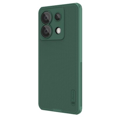 Tamsiai žalias dėklas Nillkin Super Frosted Shield telefonui Xiaomi Redmi Note 13 Pro 5G su tekstūruotu paviršiumi ir apsauga kameroms