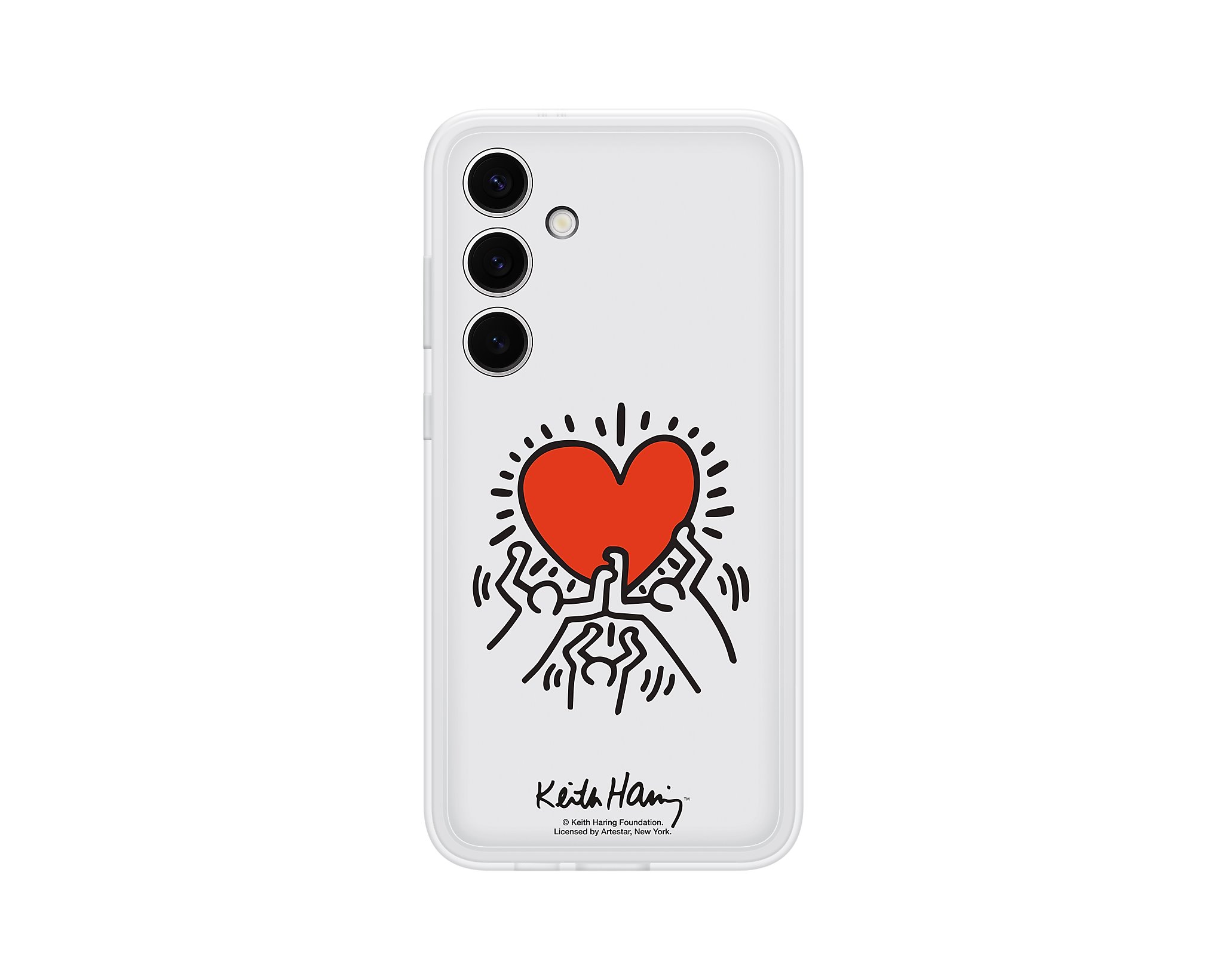 Baltas originalus deklas EF-MS926CWE FlipSuit Samsung Galaxy S24 Plus Baltas originalus deklas EF-MS926CWE FlipSuit telefonu Samsung Galaxy S24 Plus su raudonos spalvos sveikinimo sirdies piešiniu