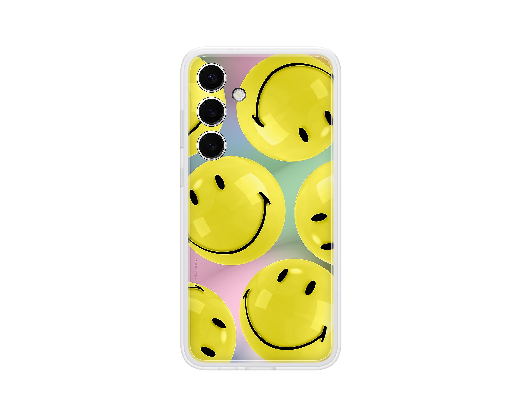 Geltonas originalus dėklas EF-MS926CYE FlipSuit Samsung Galaxy S24 Plus Geltonas originalus dėklas EF-MS926CYE FlipSuit telefonu Samsung Galaxy S24 Plus su geltonomis šypsenėlėmis