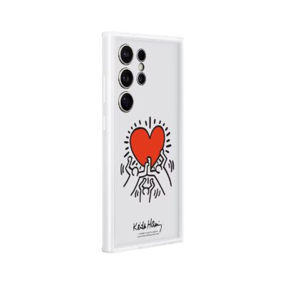 Baltas originalus dėklas EF-MS928CWE FlipSuit Samsung Galaxy S24 Ultra su raudono širdies piešinio dizainu