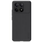 Juodas plastikinis dėklas Xiaomi Poco X6 Pro 5G su struktūruota paviršiaus tekstūra ir kameros apsauga